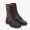 Fendi Rockoko Combat Boots Women Leather with FF Stretch Fabric Brown